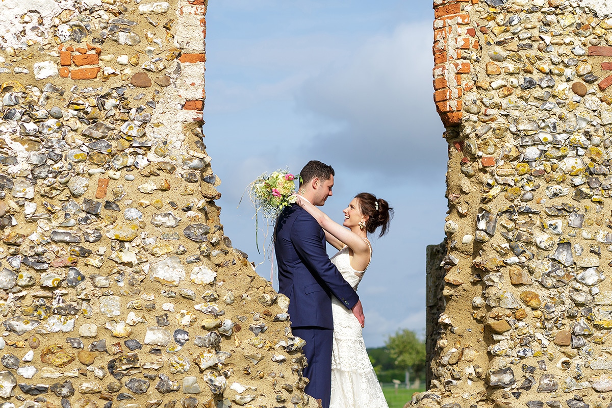 a couple portrait at godwick church ruins