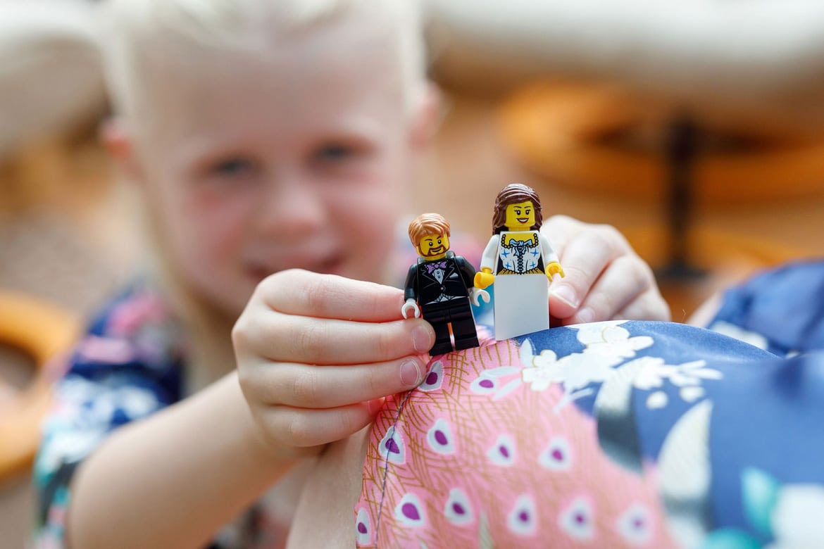 a lego bride and groom