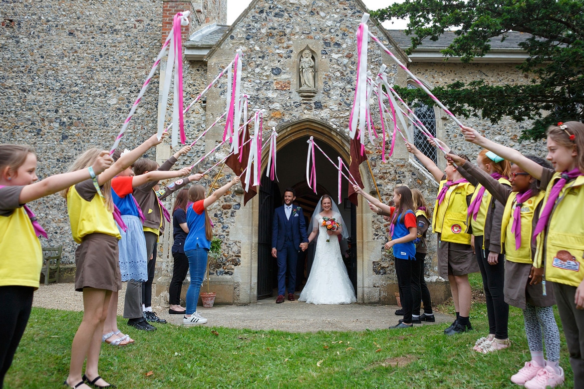 kates brownie troupe outside the church