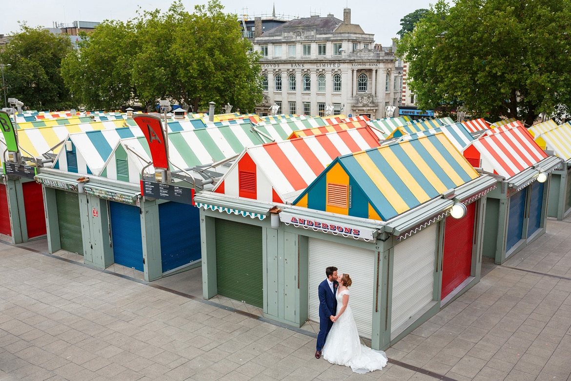 a wedding portrait in norwich market