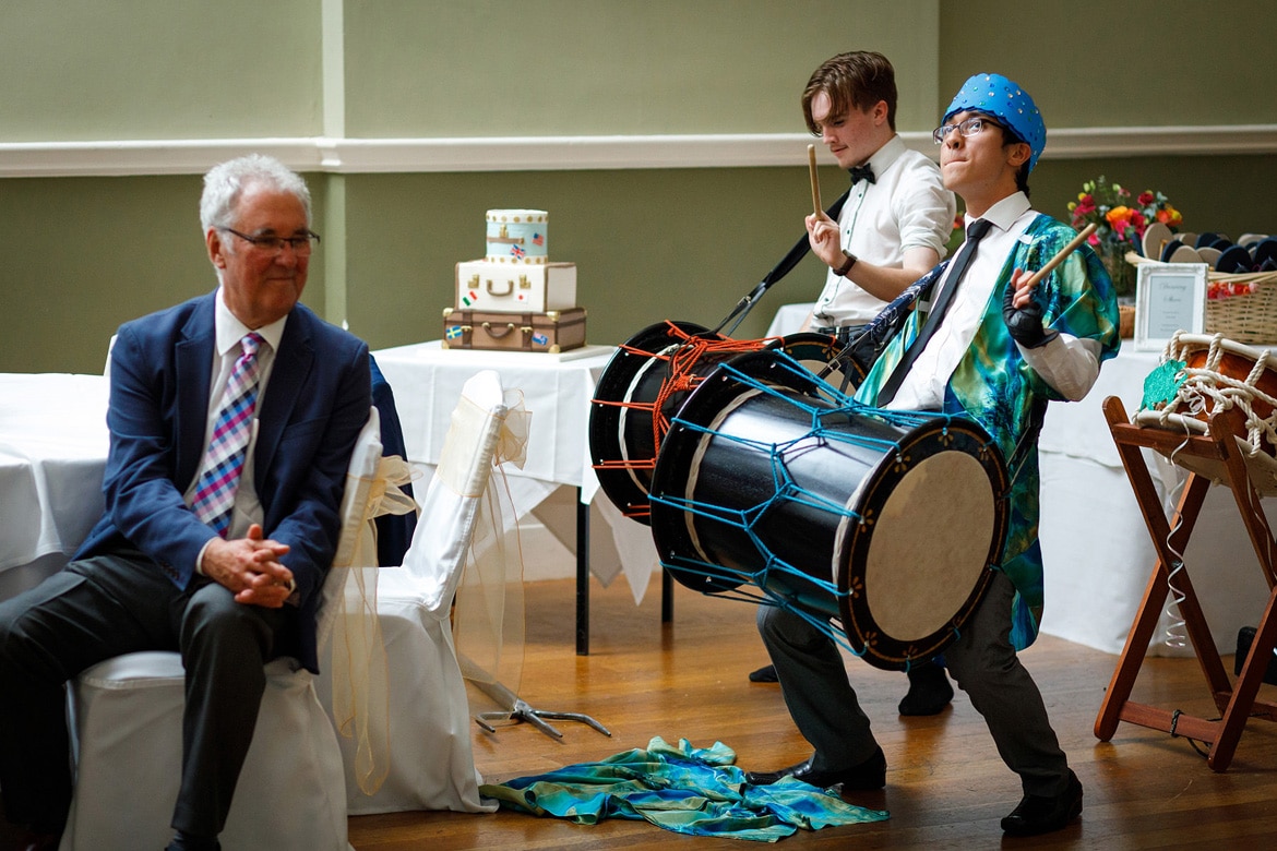 taiko drummers at a norwich wedding