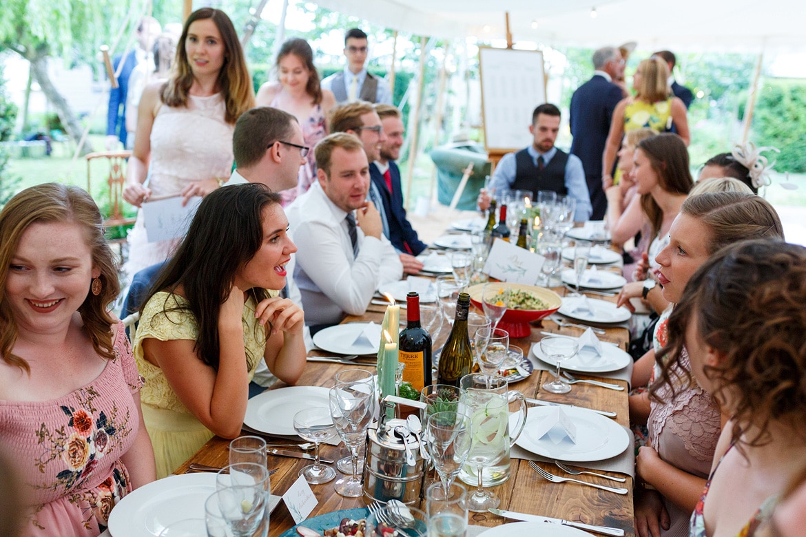 guests sitting for the wedding breakfast