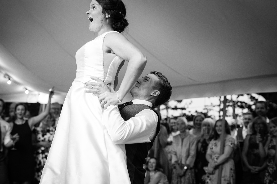 first dance at a summer marquee wedding