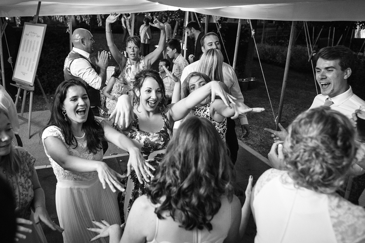 wedding guests dancing