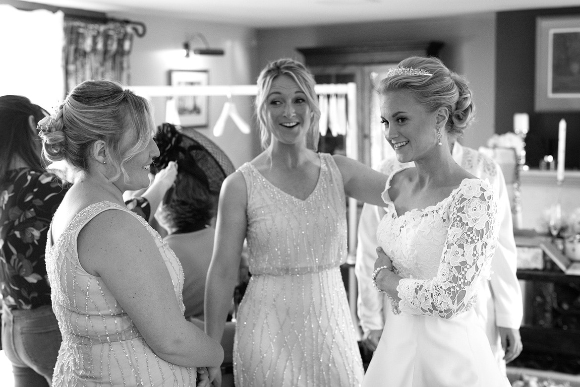 bride and bridesmaids getting ready