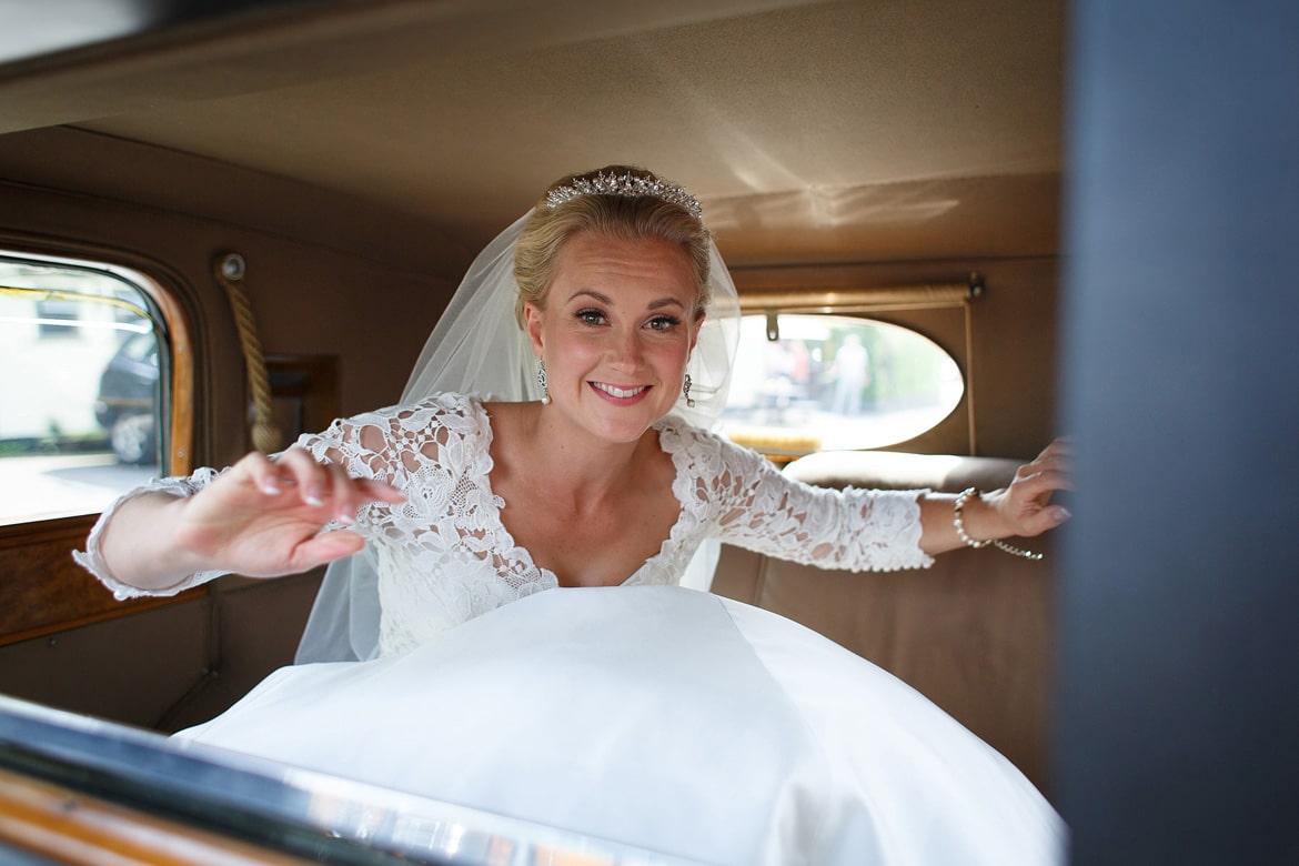 holly getting out of the bridal car
