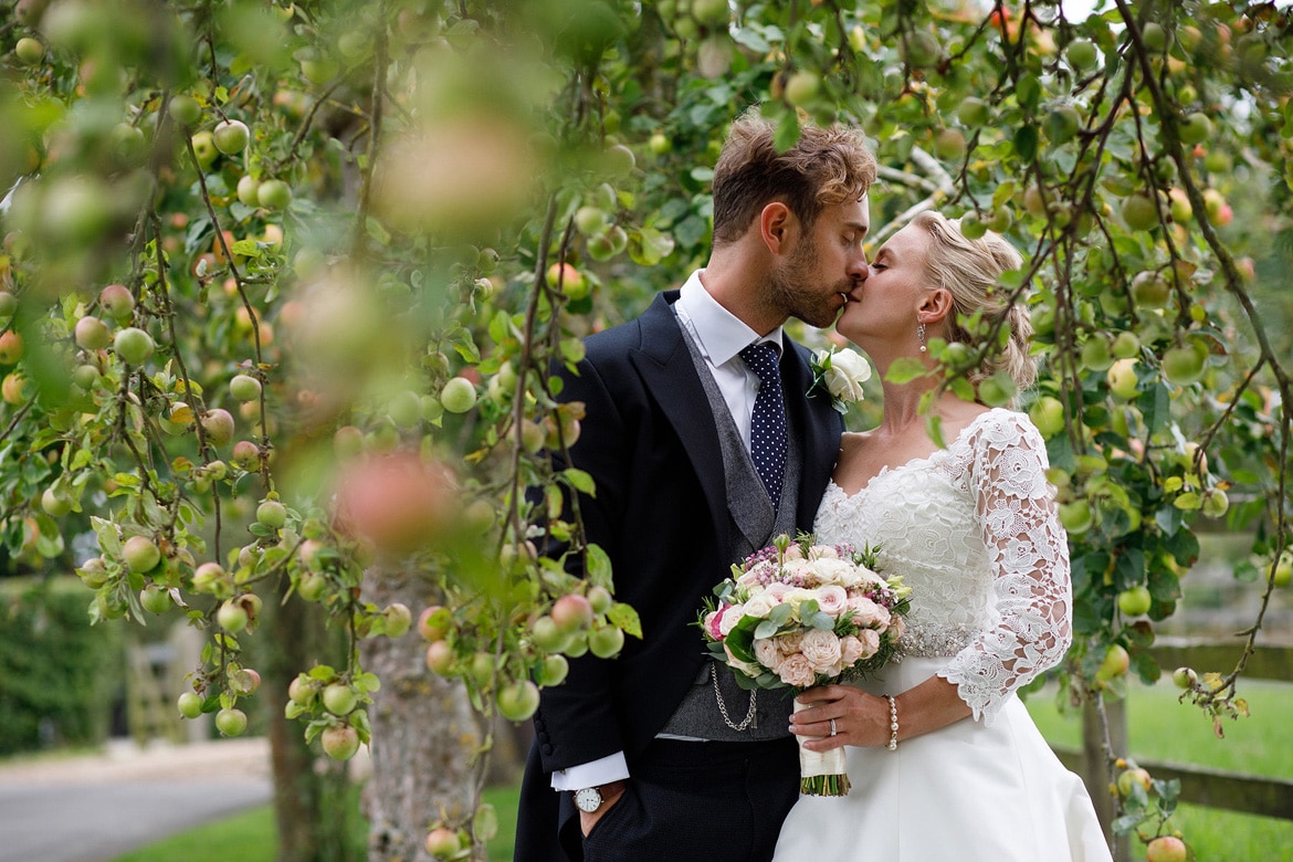 a couple portrait in the apple trees