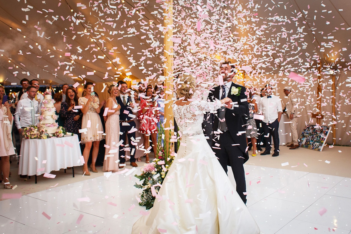 a confetti storm during the first dance