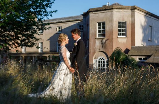 bride and groom at their pennard house wedding
