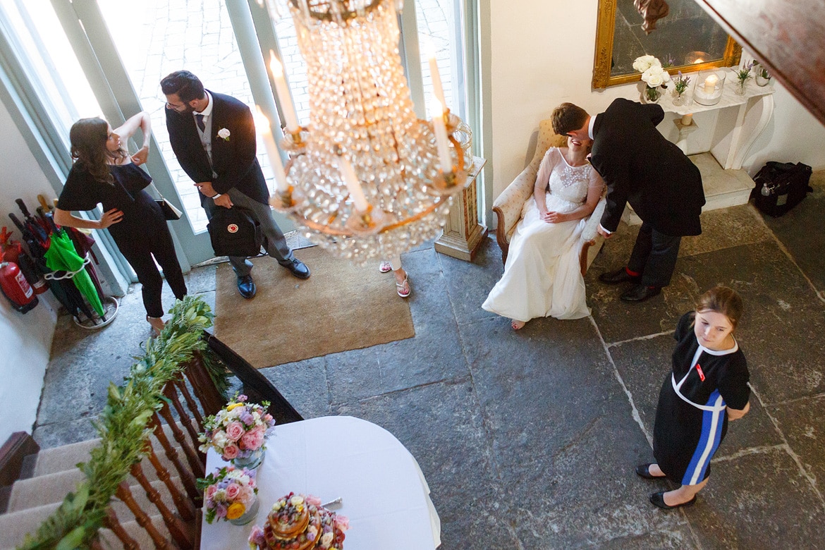 bride and groom wait to be announced