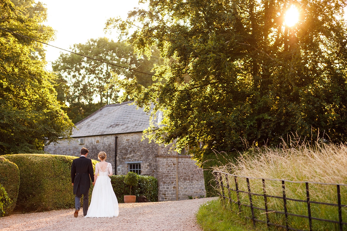 walking back to the coach house in the evening sunlight