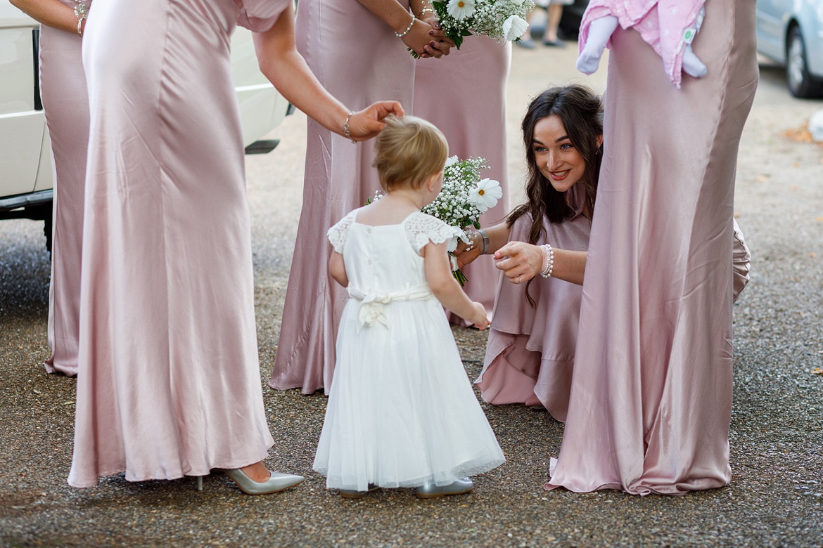 greeting the flower girl