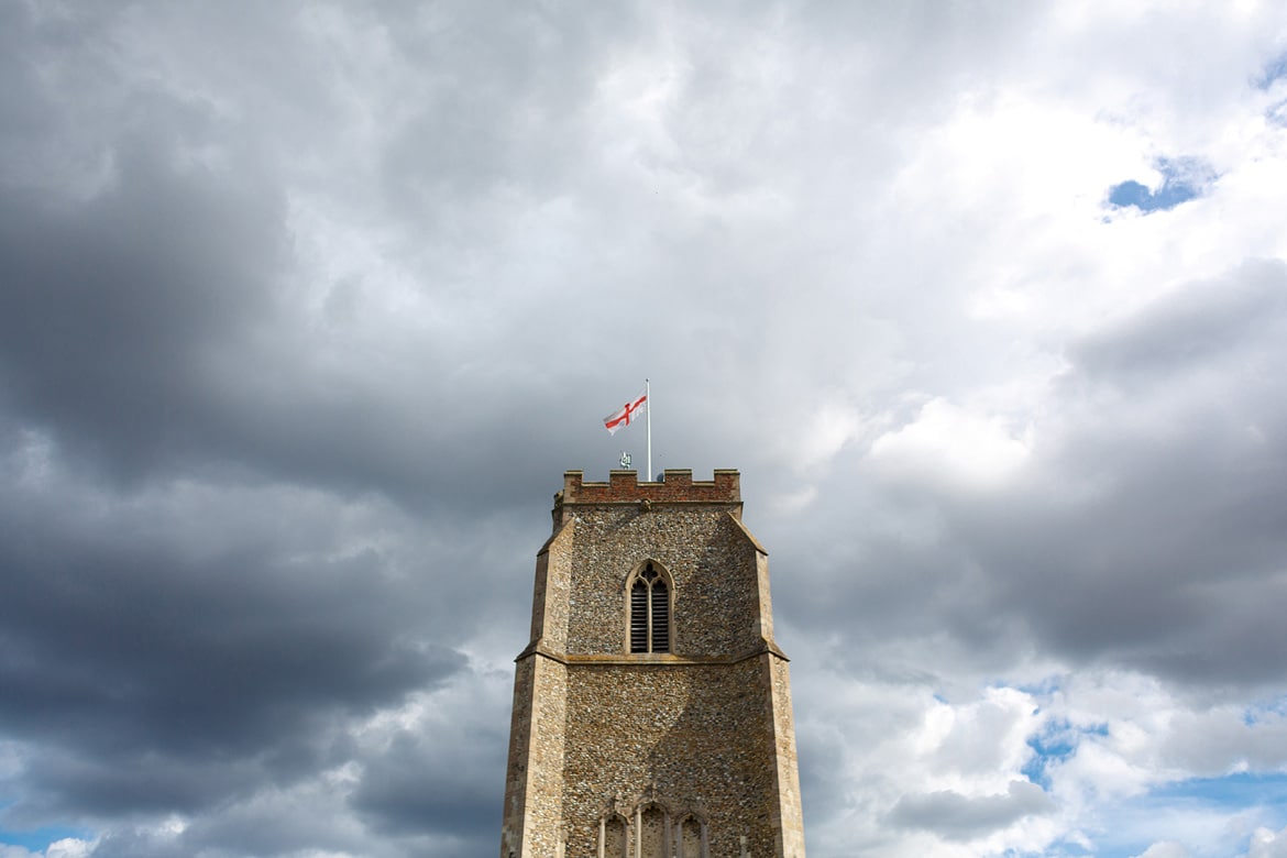 dennington church during an autumn wedding