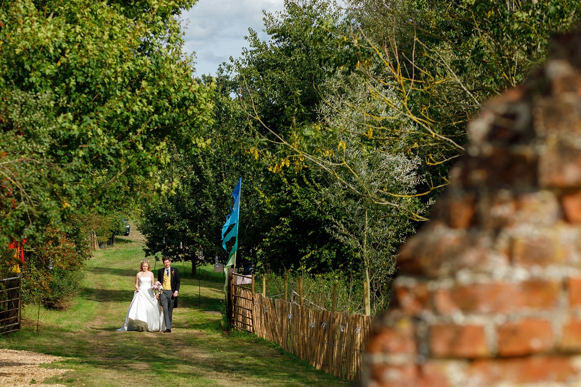 the bride and groom arrive