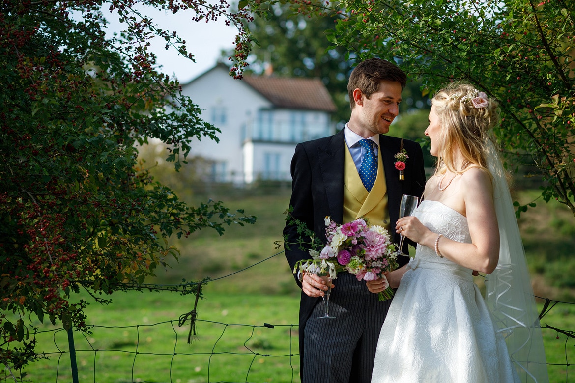 bride and groom portraits at a suffolk autumn wedding