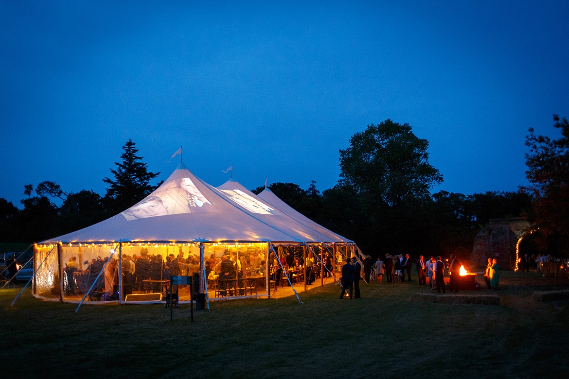 night falls on an autumn wedding