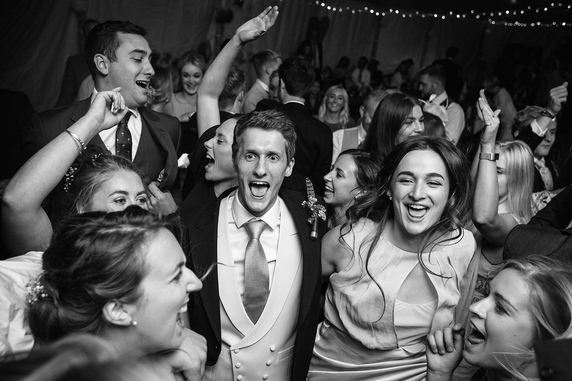 dancing at an autumn marquee wedding