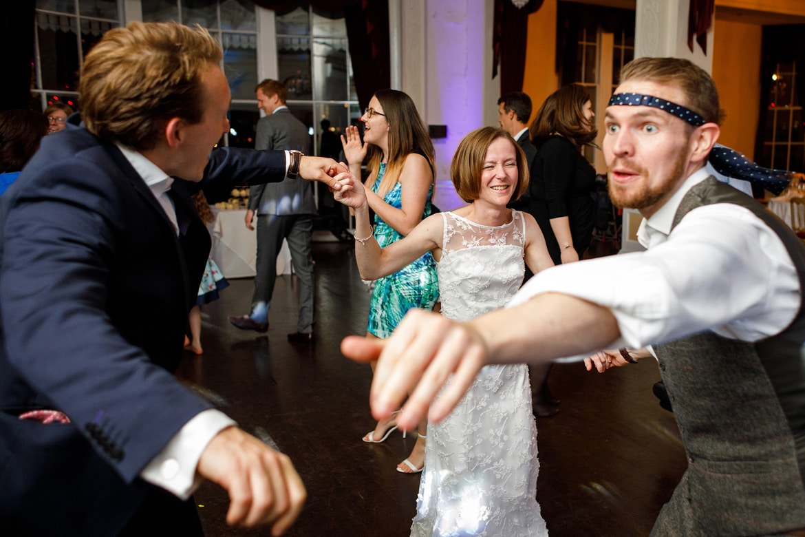 a bride dance with her guests at the trafalgar tavern