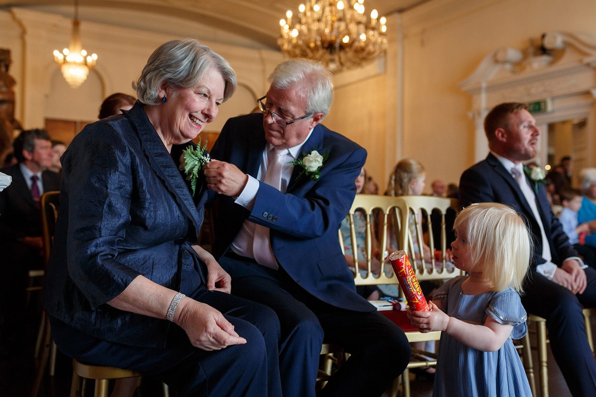 getting ready for the trafalgar tavern wedding ceremony