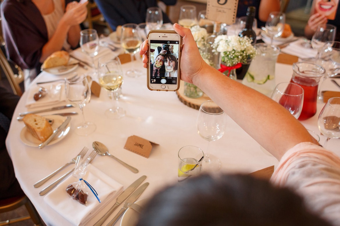 selfies in the wedding breakfast