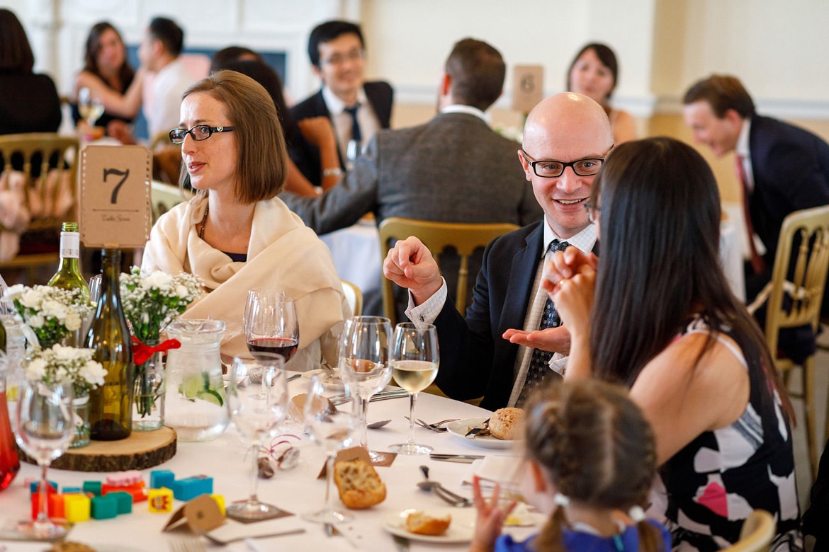 guests chat druing the wedding breakfast