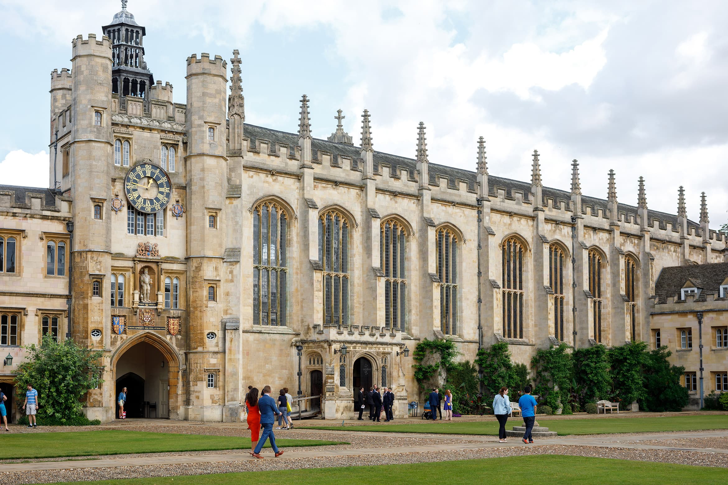 guests arriving for a trinity college wedding