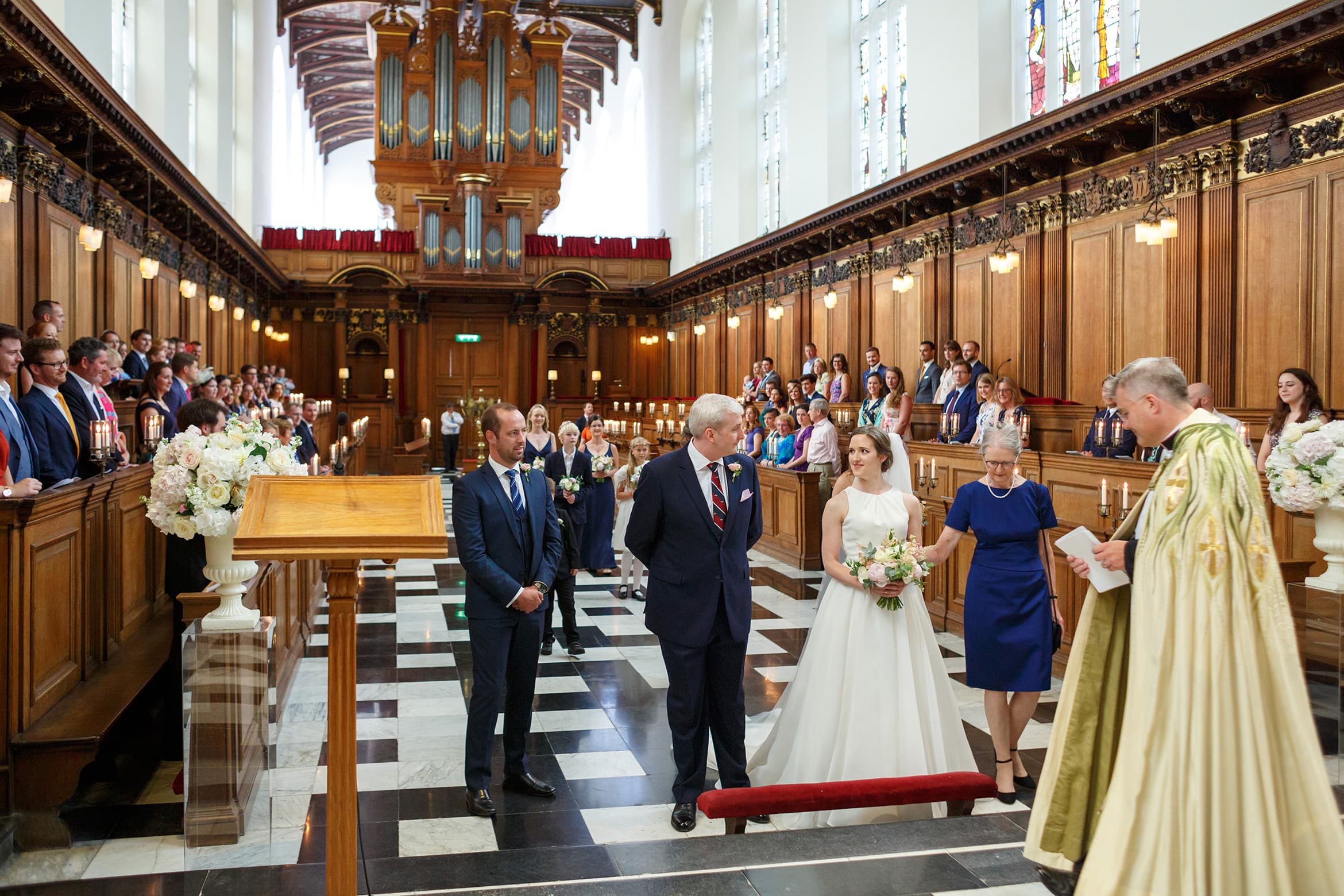 ariivals at a trinity college wedding