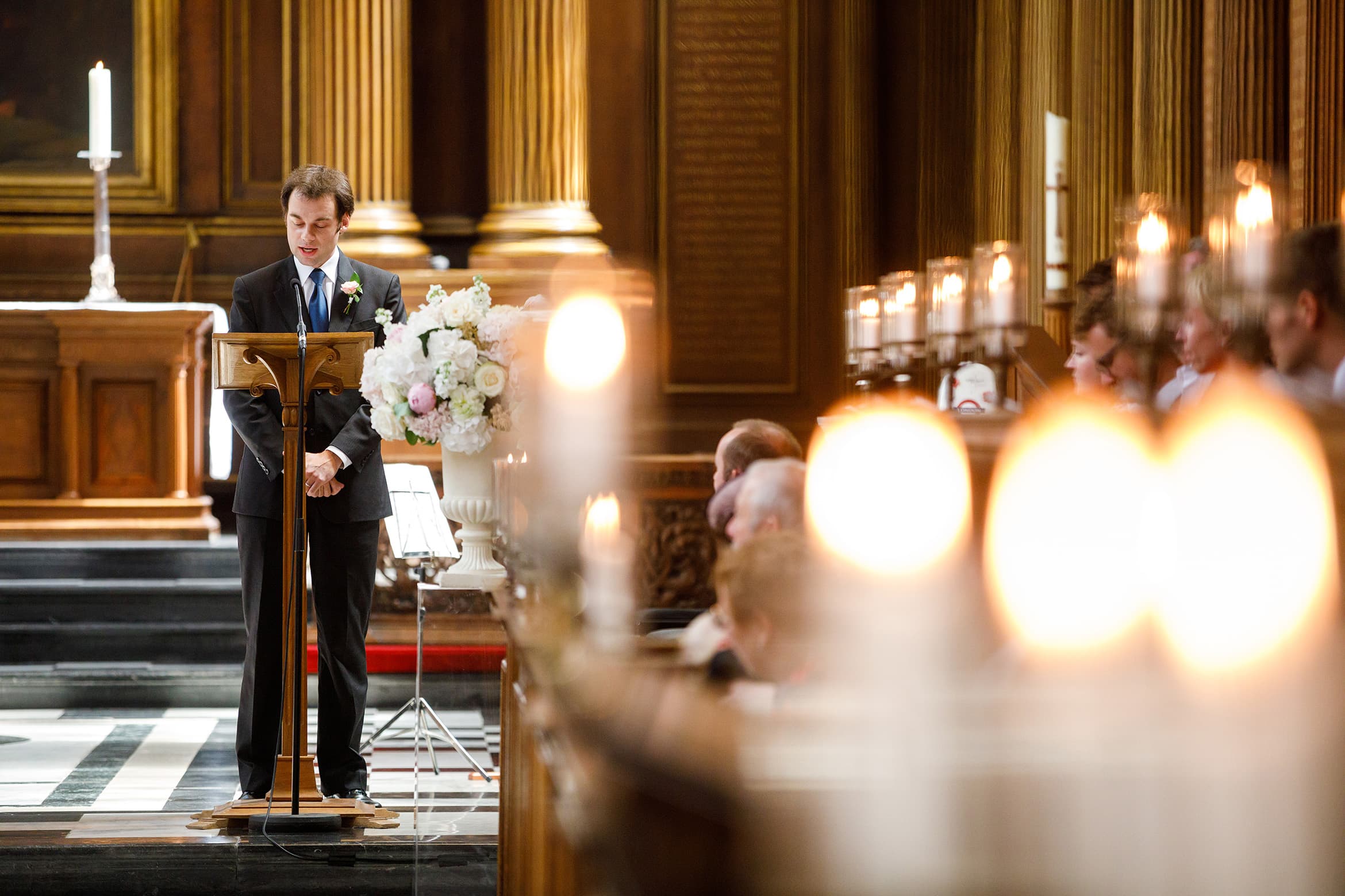 a reading during a cambridge college wedding ceremony