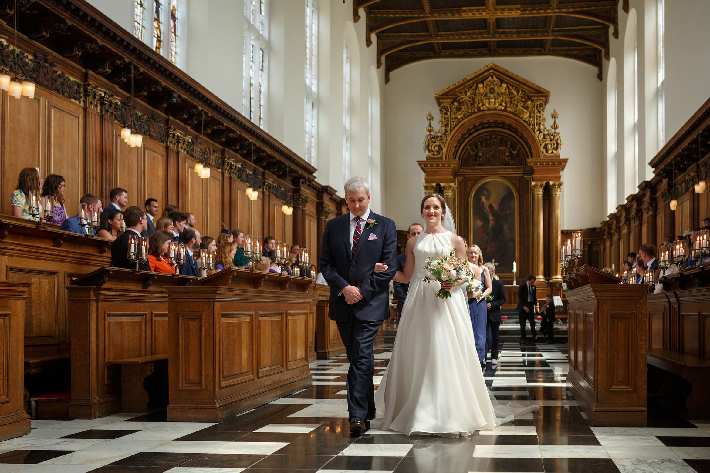 leaving a cambridge college wedding ceremony