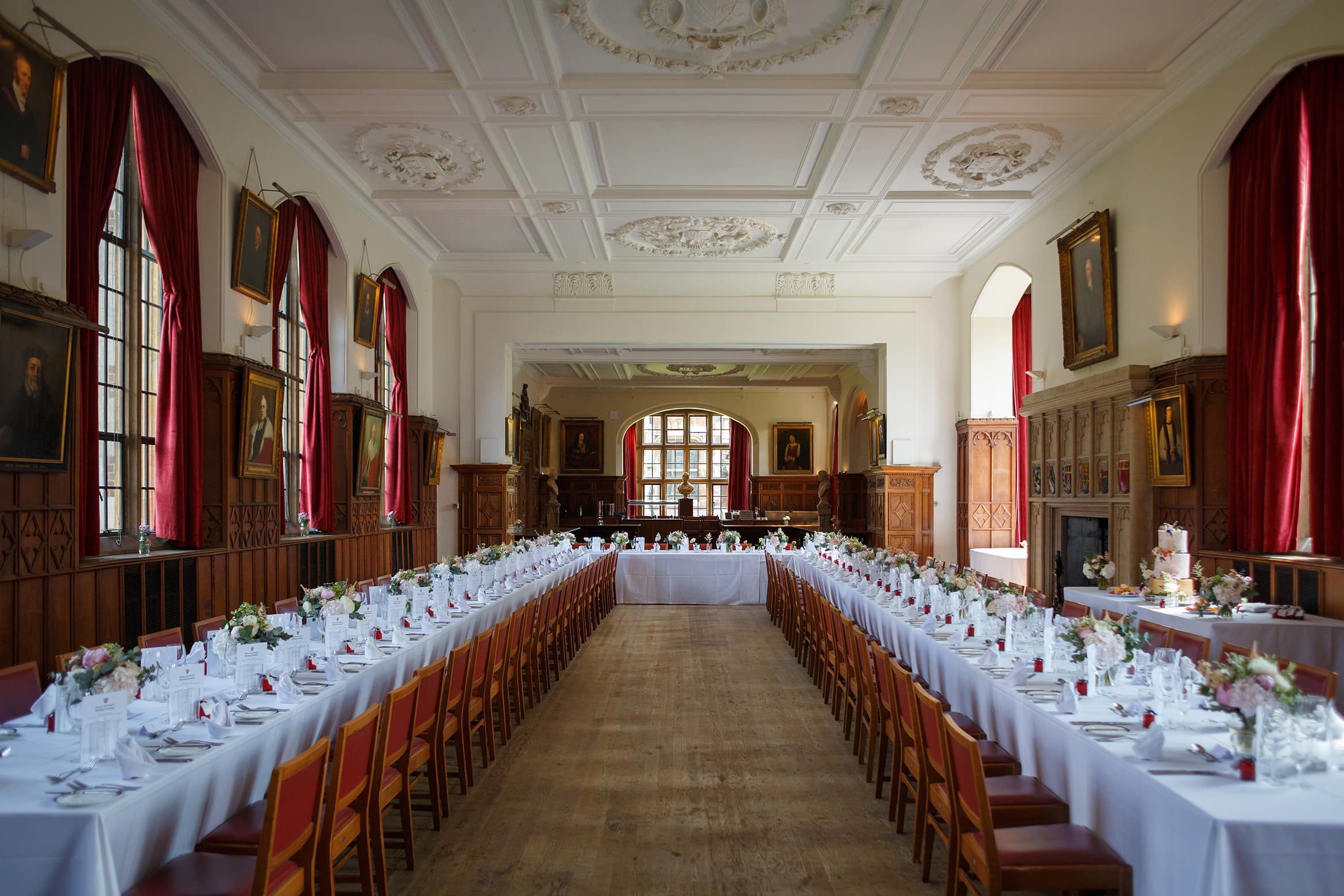 the dining hall at a pembroke college wedding