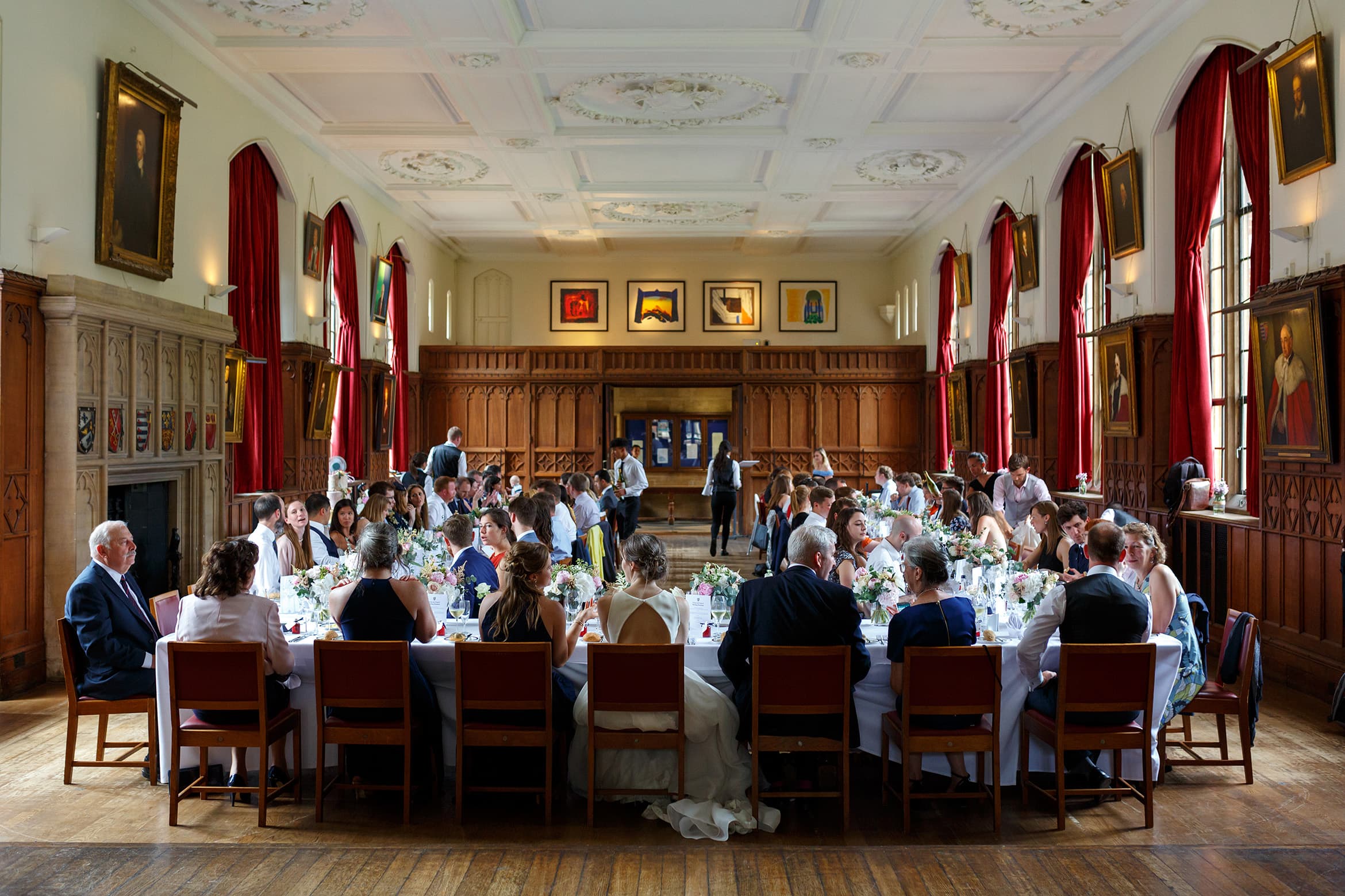 a wedding in the dining hall at pembroke college