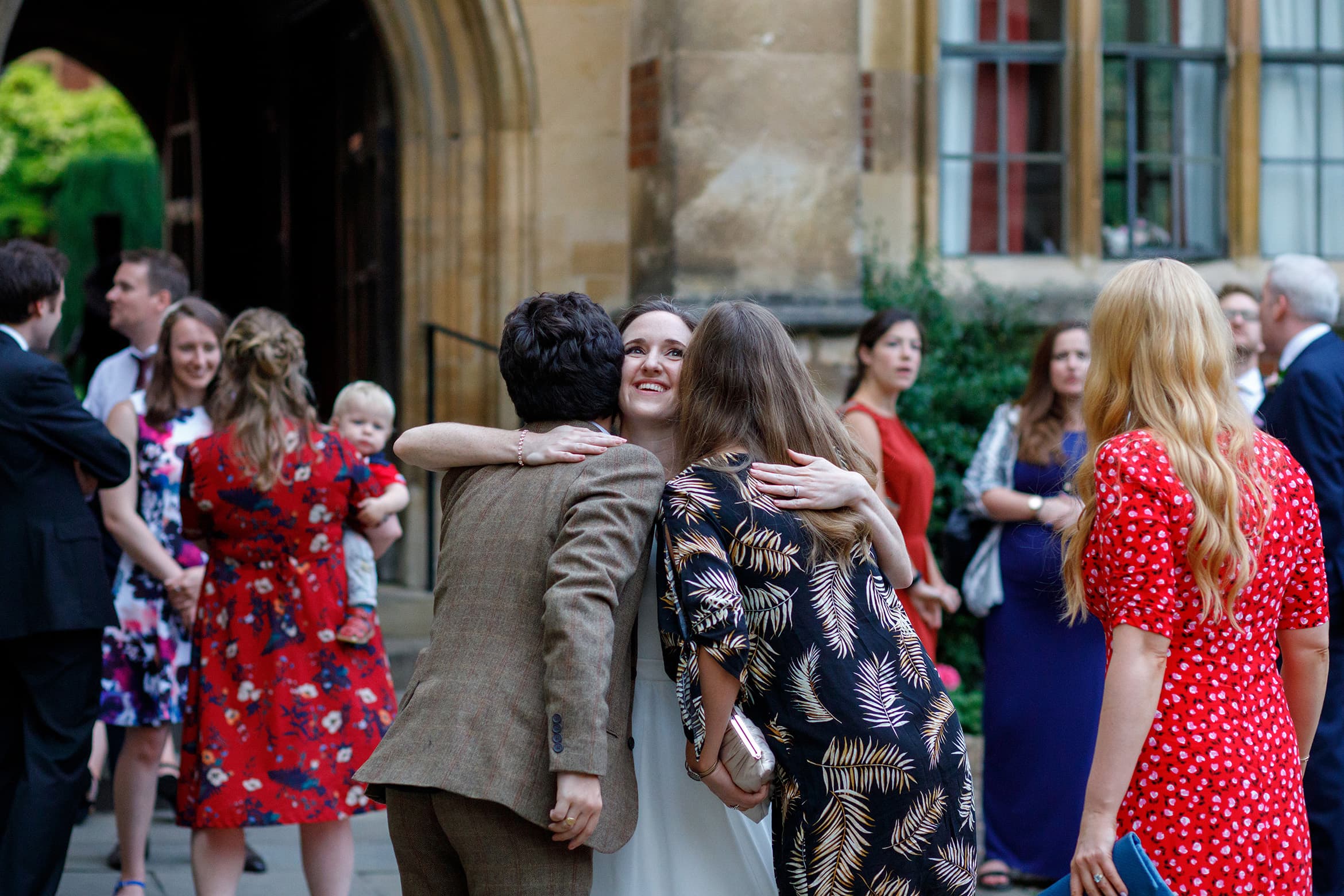 the bride greets evening guests