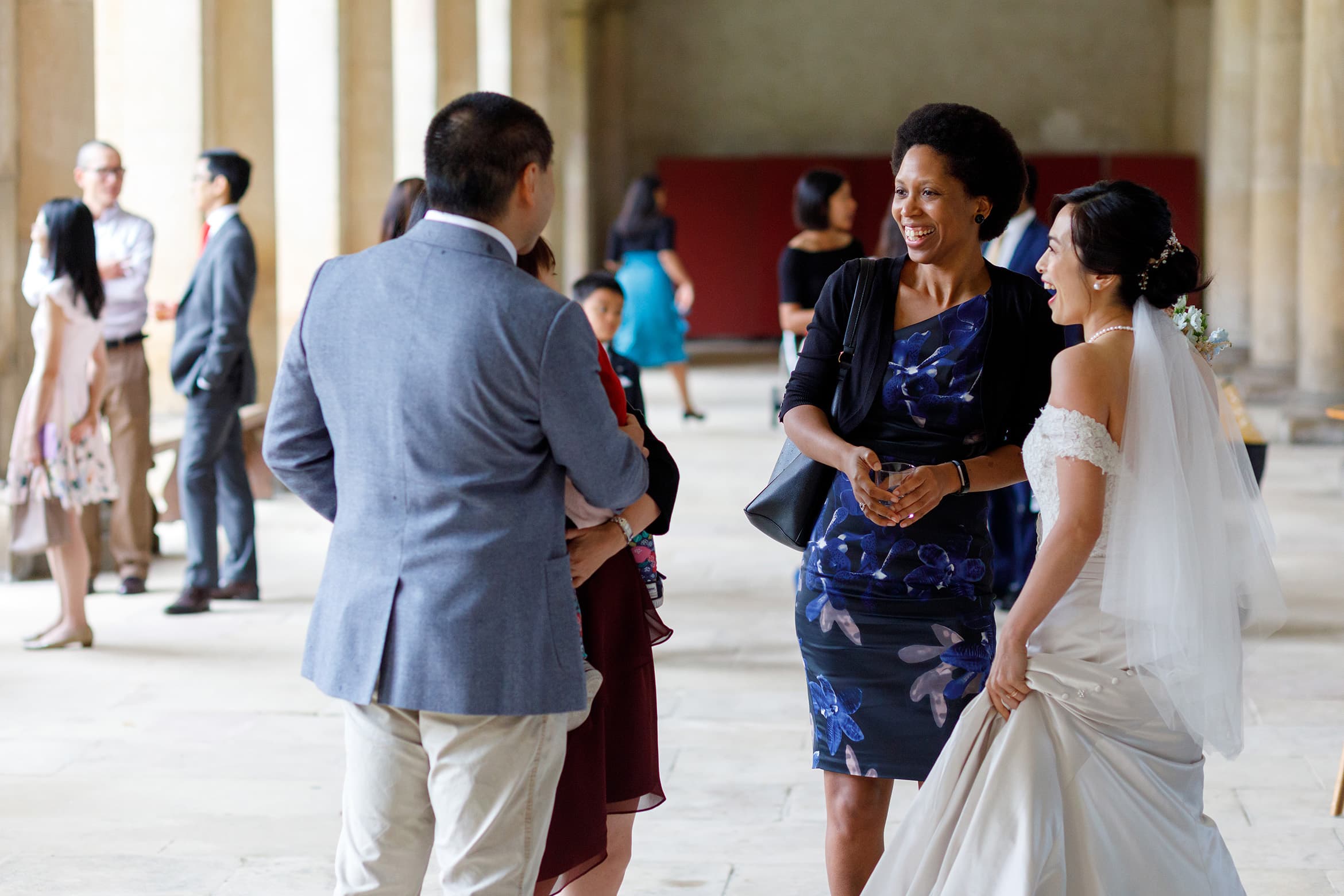 greeting wedding guests