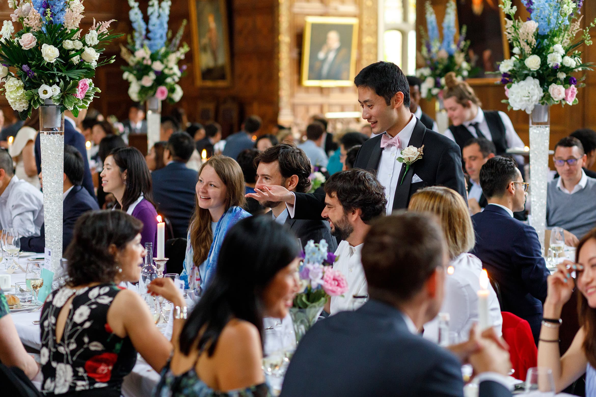 the groom talks to his guests