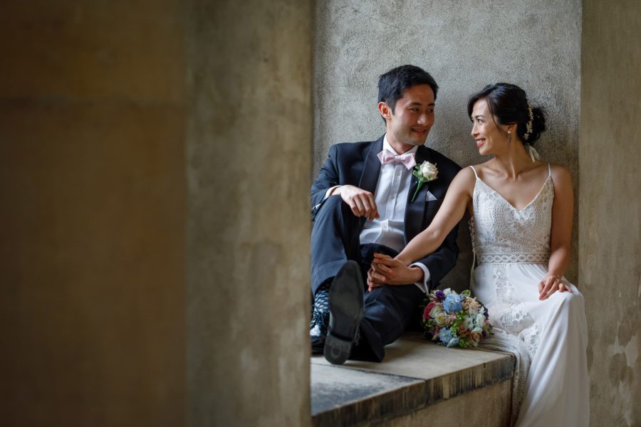 wedding portrait in the wren cloisters