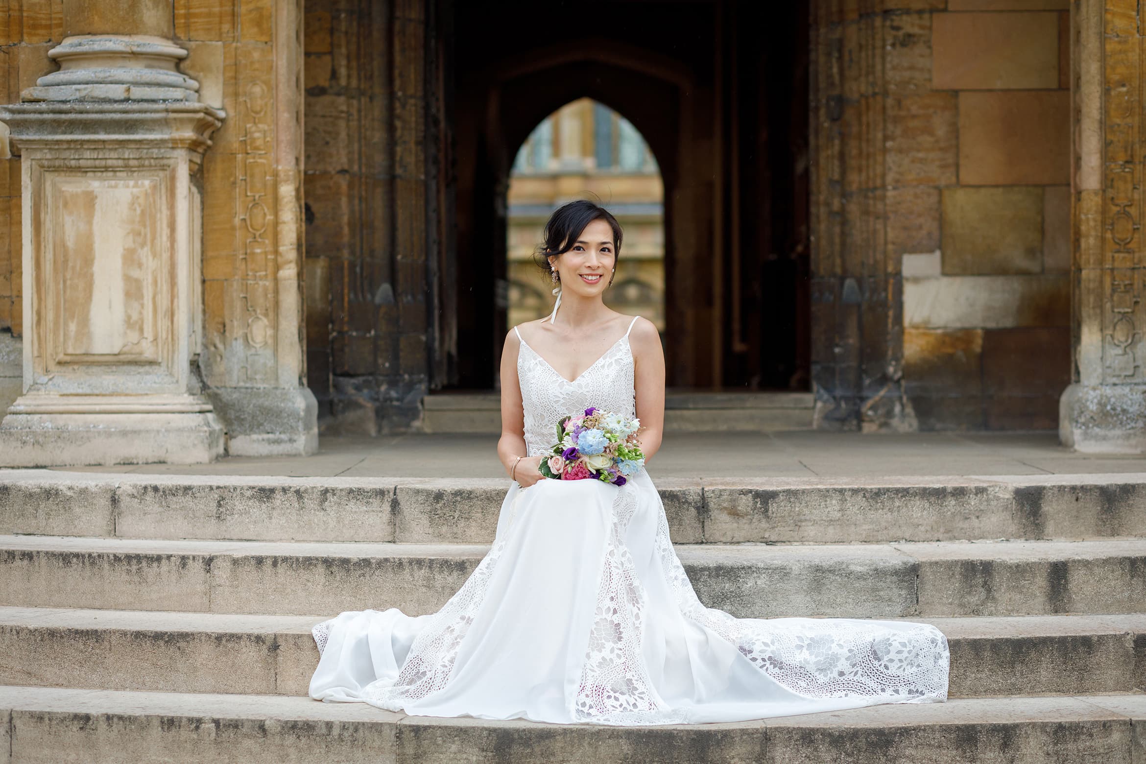 bridal portrait at her trinity college wedding