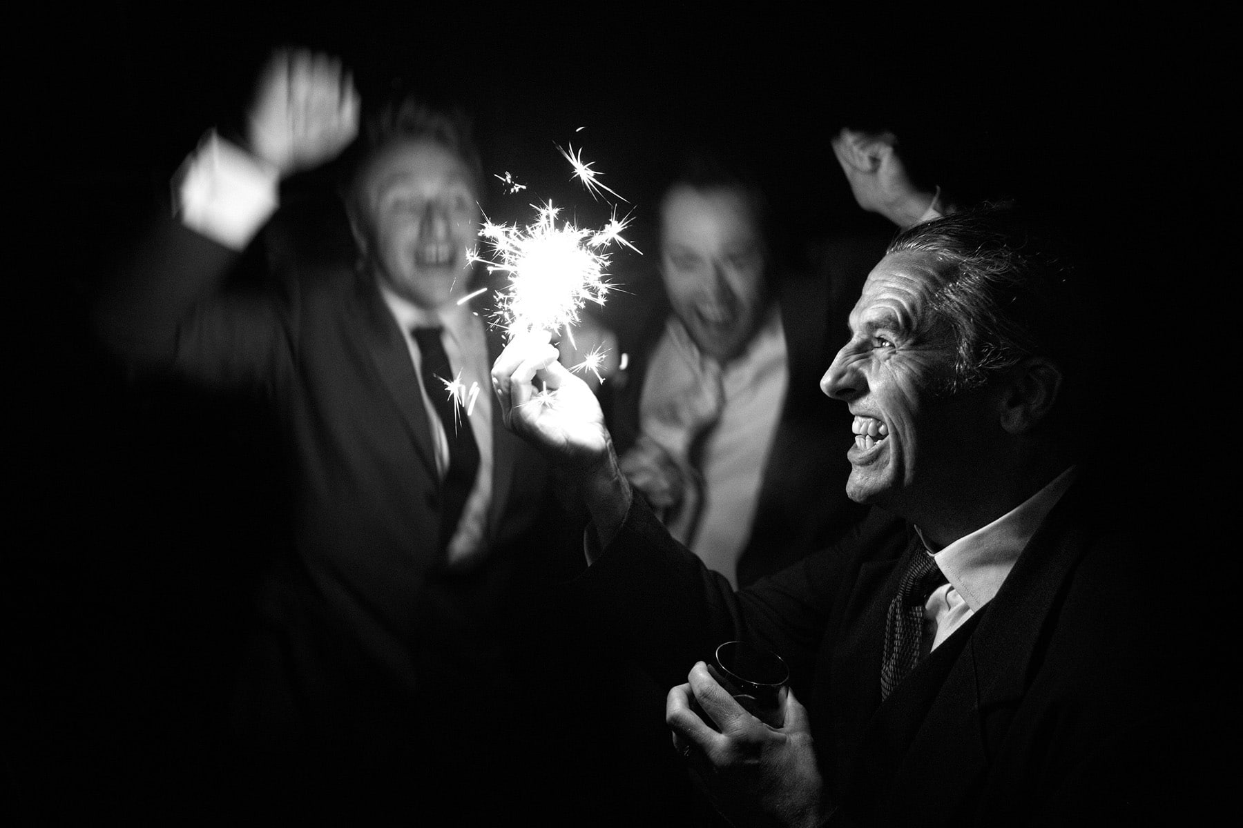 wedding sparklers at a kingscote barn wedding